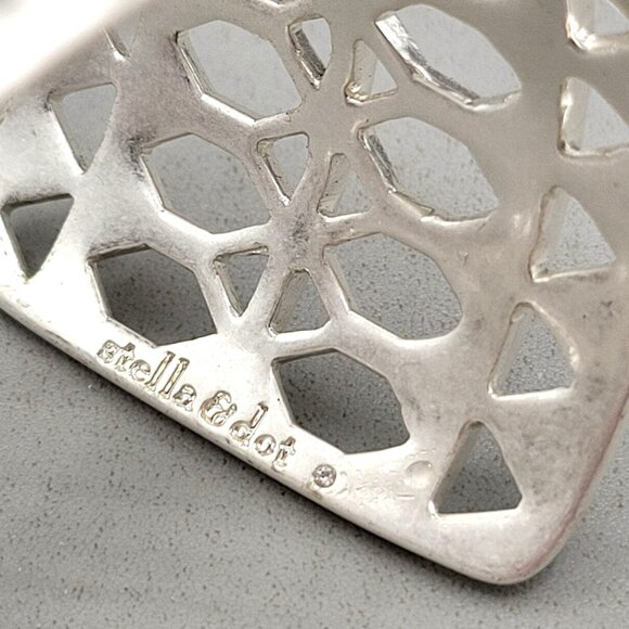 Stella and Dot Silver Tone Geometric Openwork Wide Plait Cuff Bracelet - Picture 6 of 10